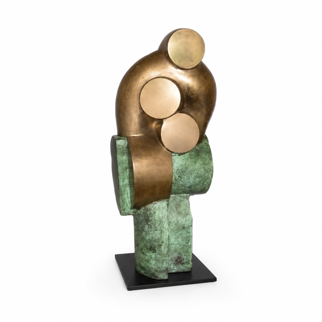 Arturo Di Modica, Green, c. 1970, verdigris bronze and gold bronze on black marble base